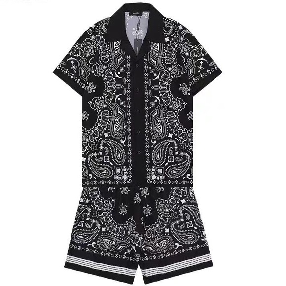 AMIRI Black and White Paisley Button Down Shirt - Picture 1 of 4